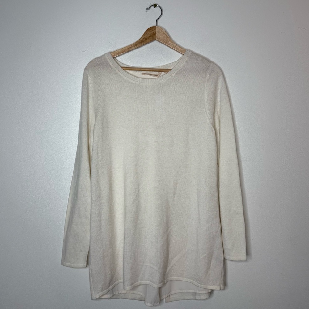 New Soft Surroundings Sirena Sweater Wool Alpaca Blend Double Layer Sweater Ecru - Picture 2 of 10